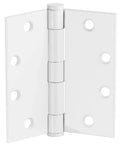 Top Shelf White Steel Door Hinges 9 Pack, 4 1/2 X 4 1/2 With 5/8 Rounded Corners, Plain Bearing, white steel hinge with rounded corners shown.