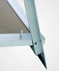 Close-up view of corner detail of Straight Up Solid Aluminum Access Panel 24 By 36 Inch with fixed hinge and latch.