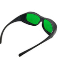 Hella Super Slick Dual Wave Laser Blocking Shades For Red And Infrared Beams Wavelengths Od3 Plus And Od5 Plus, black frame with green lenses.