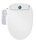 No Fuss Electric Bidet Toilet Seat For Elongated Toilets With Heated Seat And Instant Warm Air Dryer, top view with controls.