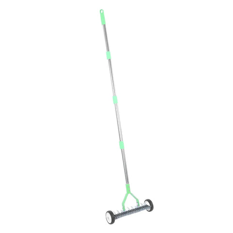 15 Inch Roller Dethatcher Rake With Ergonomic Handle For Lawn Aeration And Thatch Removal Carbon Steel Tool Side View