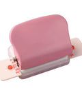Pink six hole puncher for loose leaf notebooks, handheld metal circle paper puncher, works with A4 A5 B5 scrapbooks, clean cut holes.