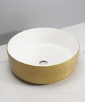 Bathroom Sink Retro Household Golden Round Sink Light Luxury Texture Pattern Bathroom Above Counter Basin, 360 * 360 * 130Mm.