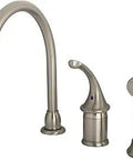 Georgian Style Kitchen Faucet With Brass Sprayer, Eight And Three Quarters Inch Gooseneck, Brushed Nickel Finish
