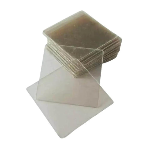 Stack of durable mica board heat shields for repairs, high temp resistant insulation sheets, size 25 x 62 x 0.05mm, mica insulation for electronics