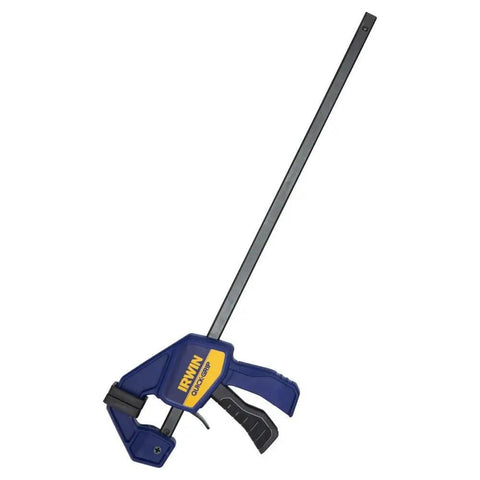 One-Handed Mini Bar Clamp Set 12 Inch Quick Release Non Marring Pads 140 Lb Clamp Force Resin Body With Hardened Steel Bar 2 Pack