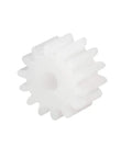 Close-up of a single plastic gear from 30 Pack Plastic Gears 14 Teeth Model 142A Reduction Gear Worm Gears For RC Car And Robot Motors DIY Projects.