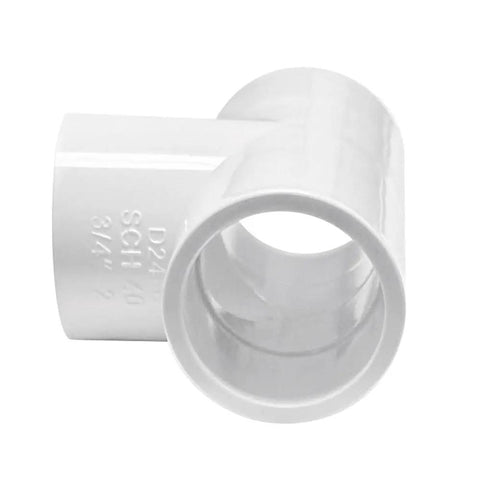 Three Quarter Inch SCH40 PVC Tee Fitting Connector White For Home Plumbing, durable PVC joint, side view