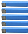 Five Piece Set Of Carbide Tipped Tool Bits In Three-Quarter Inch Shank With C Style Square Nose, C6 Grade, Industrial Standard Size C-12