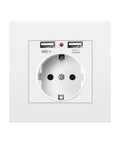 Straight Up Wall Outlet With Dual Usb Ports 5V 2 1A Fast Power 16A EU Standard with two USB ports and a power socket.