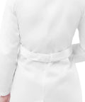 Back view of Women Belted Lab Coat 33 Inch White Size M with adjustable midriff belt and princess seam detailing.