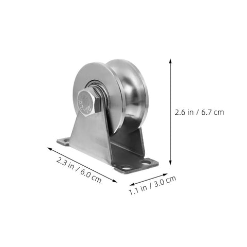 Stainless Steel Sliding Door Pulleys With Double Bearing And Heavy Duty Triangular Bracket Window Rollers Built Tough For Real Smooth Operation On Any Home Setup, 2.6in height, 2.3in width.