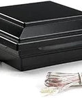 Post Cap Light Square Style For 4x4 Trex Post Sleeves Charcoal Black Outdoor Deck Lighting with wires visible