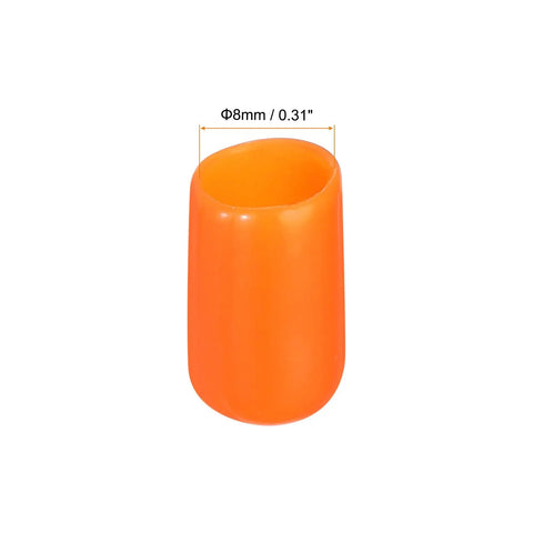 Orange Rubber Screw Thread Protector Cap 8mm Inner Diameter Five Sixteenth Inch End Cap, side view