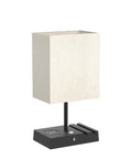 Front view of USB Table Lamp With Wireless Charging And USB C Port, 3 Way Dimmable Bedside Lamp With USB Port And AC Outlet, fabric shade