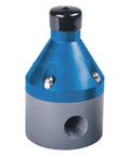 Heavy Duty Flow Control Relief Valve For Pool And Spa Plumbing Featuring Adjustable 10 To 150 Psi Output with blue and grey thermoplastic design.