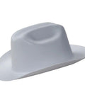 Gray Full Brim Hard Hat Workhorse Offering ANSI Rated Electrical Protection And Four Point Suspension System For Heavy Duty Job Site Daily Grind With Maximum Shade And Boss Level Comfort