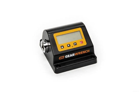 3/4 In Drive Bench Top Torque Tester For Wrench Calibration, 75-750 Ft-Lb (101.7-1016.9 Nm) Range, Four Readouts In Ft-Lb, In-Lb, Nm, And Kg-Cm, Precision Within 1 Percent, Perfect For Your Shop Or Production Line. black bench-top torque tester with digital display