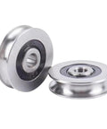 Deep U Grooved Steel Wire Rope Pulley For Industry Equipment Gym Garage Door Opener Beefy Heavy Duty 50mm Outer Diameter 8mm Inner Diameter 8mm Groove 271 Kg Capacity Fits 3 12mm Rope Two Pack, silver pulley pair