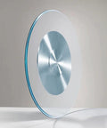 Clear Glass Rotating Tray For Dining And Decor, 360 Degree Turntable Lazy Susan, side view showing its round design and tempered glass