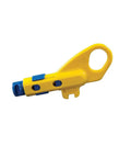 Data And Coax Cable Stripping Tool With Radial Design For RG59 RG6 And CAT3 To CAT6A, yellow plastic handle, adjustable high carbon steel blades