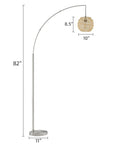 Modern Arc Floor Lamp With Rope Linen Shade Brushed Steel Arc Standing Lamp For Your Living Room Bedroom Office 82 Inches Tall