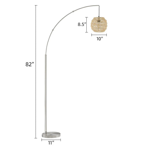 Modern Arc Floor Lamp With Rope Linen Shade Brushed Steel Arc Standing Lamp For Your Living Room Bedroom Office 82 Inches Tall