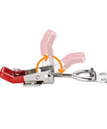 Heavy Duty 4002 Toggle Latch Clamp with Lock Hole for Quick Release, metal and red handle, side view, shows motion mechanism