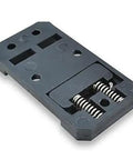 DIN Rail Mounting Brackets 35mm x 68mm Black RoHS Compliant 10 Pack Durable Clips for standard 35mm DIN rails, front view