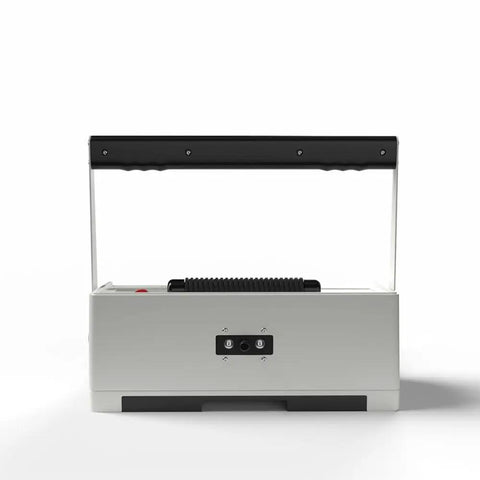 Front view of coil binding machine with electric inserter and foot pedal for fast easy doc binding, punches 20 sheets, binds up to 440 sheets.