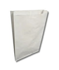 Flat White Kraft Paper Bags For Merchandise, Eco Friendly Recyclable And Compostable Packaging, angled view of bag