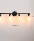 4 Light Matte Black Vanity Light Over Mirror With Clear Glass Shades Modern Farmhouse Wall Sconce For Bathroom UL Listed Anti Rust Metal Frame Wet Location Fixture
