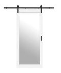 84 In By 36 In Dope Mirror Sliding Barn Door With Hardware Kit And Handle White MDF Interior Door Ready To Hang Pre Finished Rail System Included Front Mirror Maximizes Light And Reflections Ideal For Closets Bathrooms Pantries Laundry Rooms