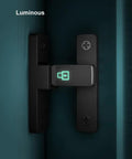Heavy Duty Flip Latch Lock For Gates Barns Garages Fences And Cabinets 90 Degree And 180 Degree Sliding Or Swinging Door Latch Bolt Zinc Alloy Black With Luminous Glow installed on door, showing glow effect