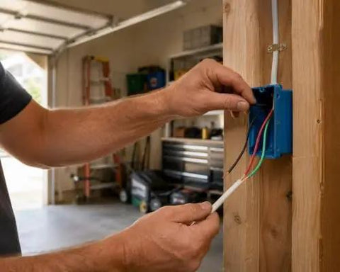 Person installing Top Tier Thhn Electrical Wire Featuring Six Awg White Black And Red Combined With Eight Awg Green Ground Stranded Copper Build Ul Certified For Rapid Shop Fixes Boss Level 25 Foot Spool Ready into a blue electrical box.