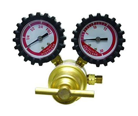 Uniwel RMC100 acetylene regulator with dual gauges and brass body