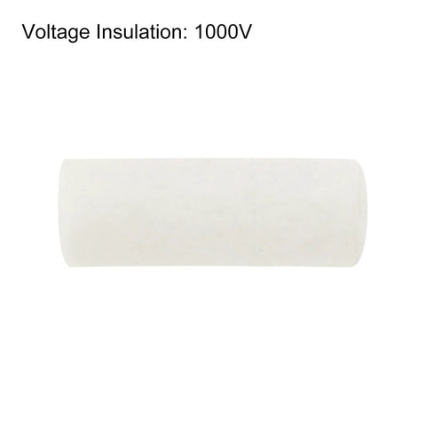 White ceramic insulating tube for electronics, 3 mm outer diameter, 10 mm long with 1 mm bore