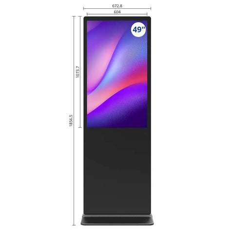 Top Tier 49 Inch Interactive Digital Signage Floor Standing Kiosk With 10 Point Infrared Touch Screen, front view.