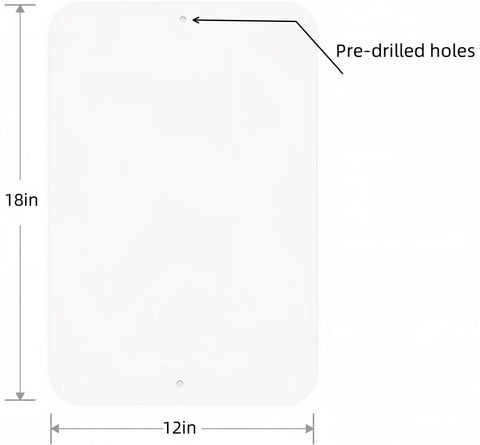 Set Of Two Hella Durable White Aluminum Sign Blanks 18 X 12 Inch Rust Free Sheet Metal with pre-drilled holes for easy mounting.