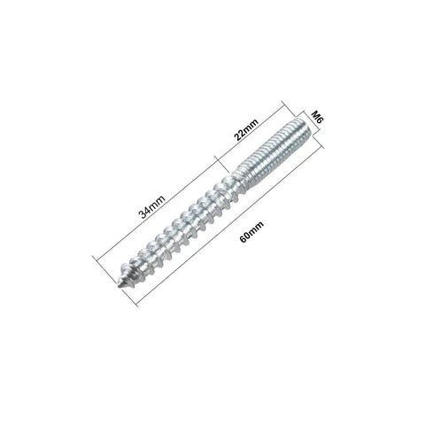 Rock Solid M6 Hanger Bolts Double Ended Hardware With Self Tapping Wood Screws And Machine Threads Zinc Plated Carbon Steel 60mm.