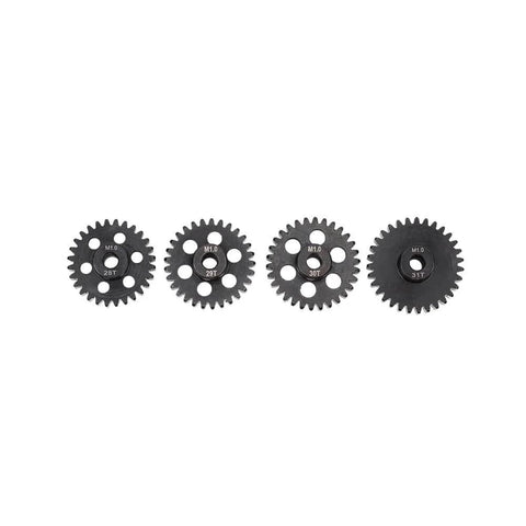 4 Pack Steel Pinion Gears For One Eighth Scale RC Cars, 28T 29T 30T 31T, 5mm Shaft Hole, Beefy Gear Teeth, High Strength Wear Resistant Set