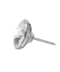 A Total Knockout Thirty Piece Set Of Twenty Five Millimeter Diamond Crystal Upholstery Tacks With Silver Plated Nails for DIY projects.