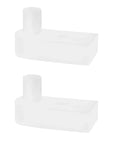 2Pcs Bifold Shower Door Hinge Pivot 7.5mm PE Glass Door Hinge Shaft For Bathroom And Balcony Free Swinging Easy Install 360 Degree Rotation Fits 32x14x19mm White, shown in white plastic with pivot design.