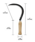 Curved Weeding Harvest Scythe With 13 Inch Carbon Steel Blade And Beige Handle For Clearing Tall Weeds And Soft Brush