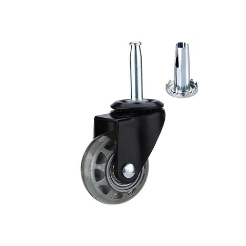Floor Friendly 2 Inch Rubber Caster Wheels Set Of 4 With Grip Neck Stem Sockets for Furniture and Vacuum Cleaners