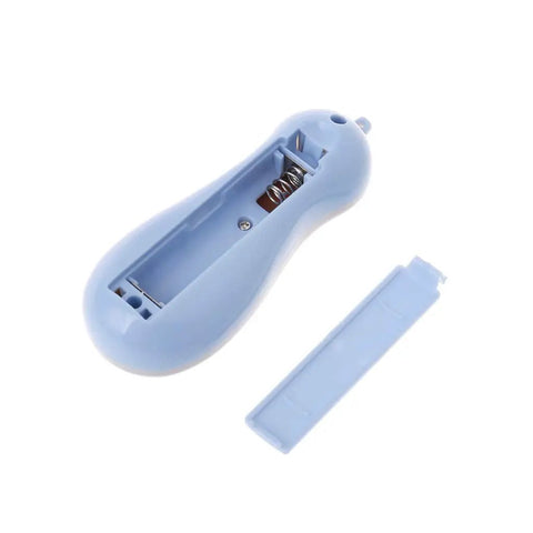 Totally Reliable One-Handed Electronic Tally Counter With Loud Chant Voice, smooth blue design showing battery compartment.