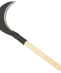Long Handle Hand Scythe for Weeding and Lawn Care, Manganese Steel Manual Weeding Tool with wooden handle.
