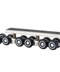Rock Solid Zinc Alloy Window And Sliding Door Rollers Butter Smooth Ride 12 Wheel Double Nylon Pulleys with silver mounting plate.