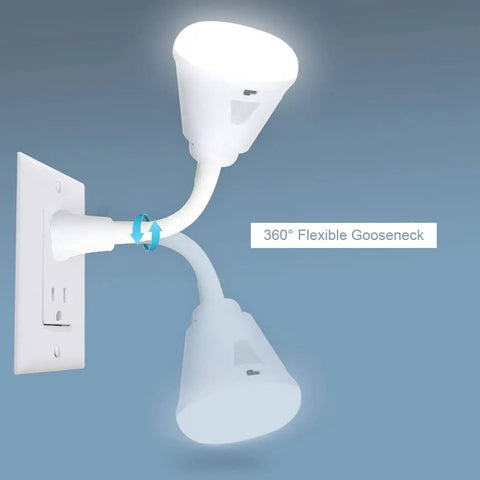 Plug In Motion Sensor Night Light With Infrared PIR Auto On In Dark 6W LED AC 85 265V US Plug White Light with flexible gooseneck