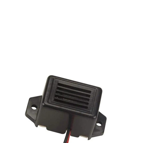 Five Pack Mini Buzzers With Leads 12V 400Hz Morse Code Mechanical Electronic Buzzers For DIY Projects Arduino Raspberry Pi Hobbyists 75dB ABS Black 34x17x15mm 3mm Mounting Hole 9cm Wire Length, black ABS buzzer with mounting tabs